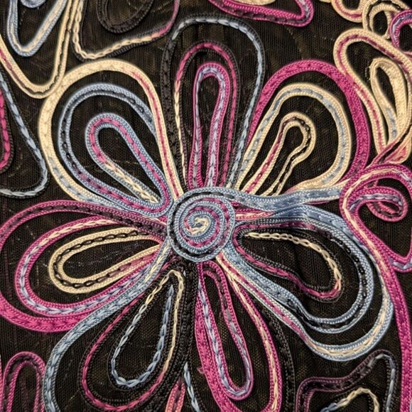 Embroidered Sheer Jacket Womens Size Small Mesh Colorful Artsy Casual Studio - Picture 9 of 10